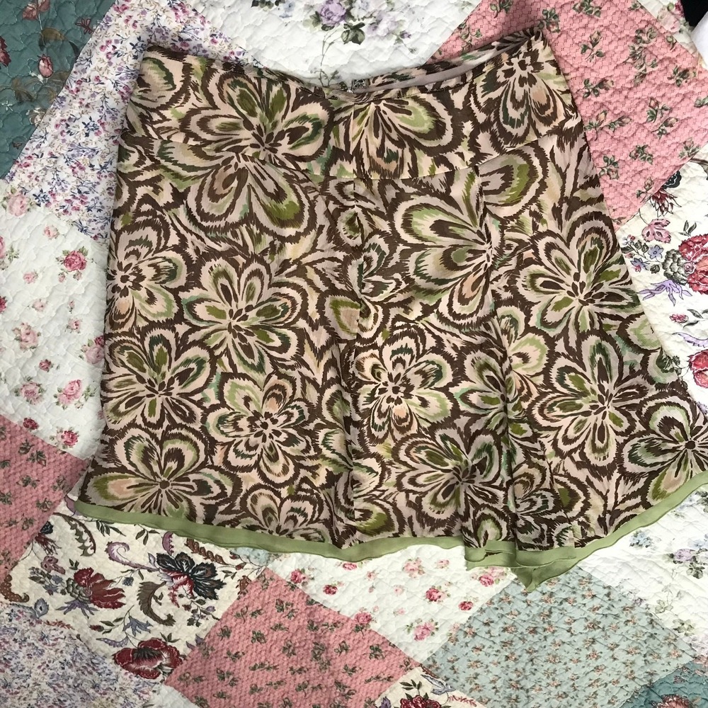 Worthington Petite Tan Green Brown Skirt 14P